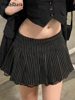 goth dark pleated striped gothic sexy mini skirts women y2k grunge high waist a line skirt egirl lace hem sexy summer streetwear