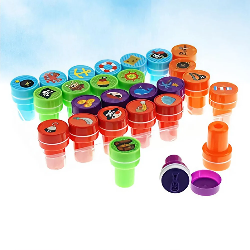 

26 Pcs Pirate Pattern Seal Stampers For Kids Set Cartoon Pattern Plastic Toys for Kid Crafts Paper Drawing Play Party Favor