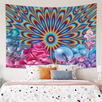 psychedelic tapestry aesthetic mandala macrame wall hanging mushroom divination hippie dorm living room decor backdrop blanket