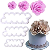 3pcs rose petal flowers cutter cake fondant cutter decorating mold sugar baking mold kitchen tool baking accessories pastry tool