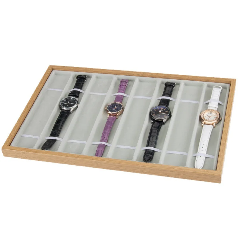 Bamboo 8/10 Slots Wrist Watch Box Travel Watch Holder Storage Case Organizer Black Zippe Watch Jewelry Boxes Display Box