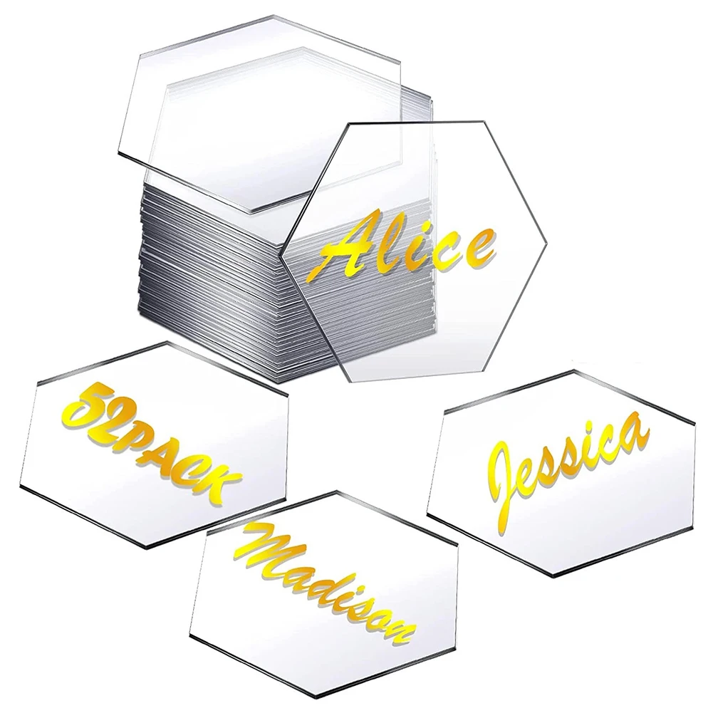 

10Pcs 80Mm Blank Clear Acrylic Place Cards For Wedding Decorations Bar Food Signs Celebration Hexagon Escort Seat Business Cards