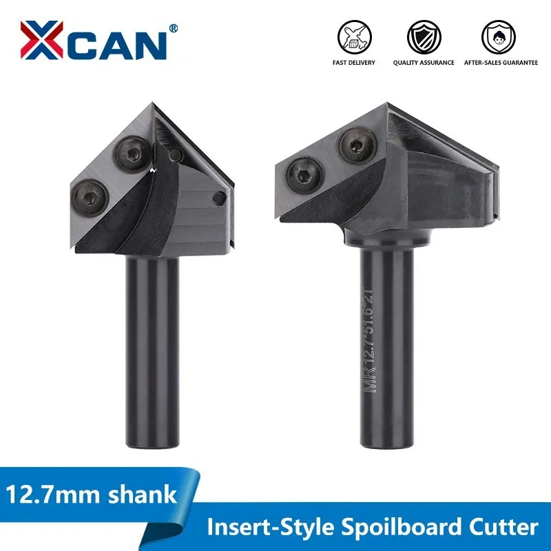 XCAN V Slot Wood planer bit 90 Degrees 1/2 Shank Spoilboard Surfacing Router Bit with Carbide Insert,Wood Milling Cutter