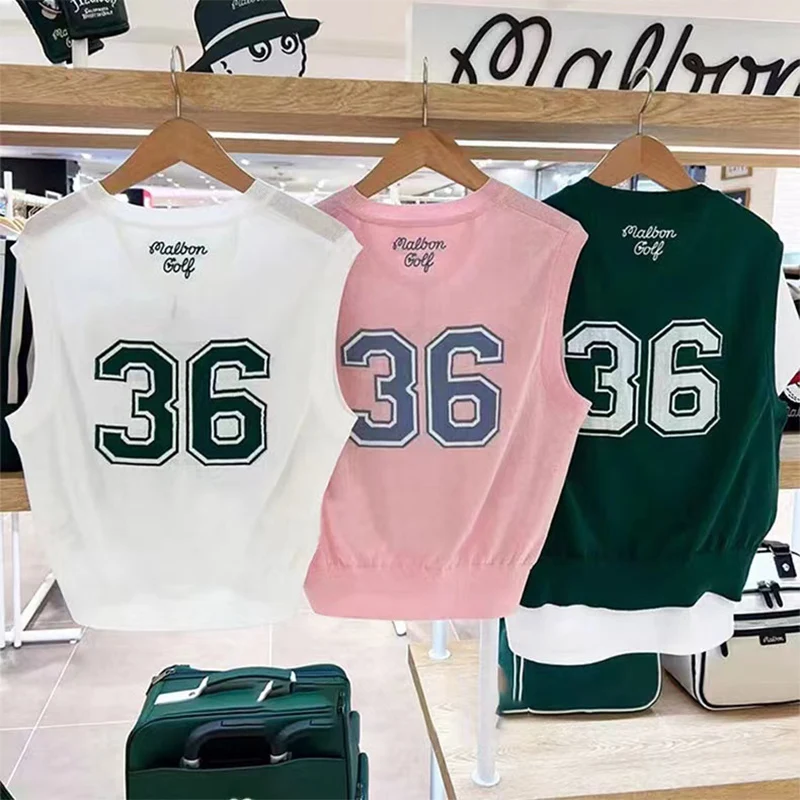 2023 Golf Vest Women Summer  Outdoor Sports Casual T-shirt  Malbon Golf Sleeveless Shirt Breathable Fashion Knitted  Tank Tops