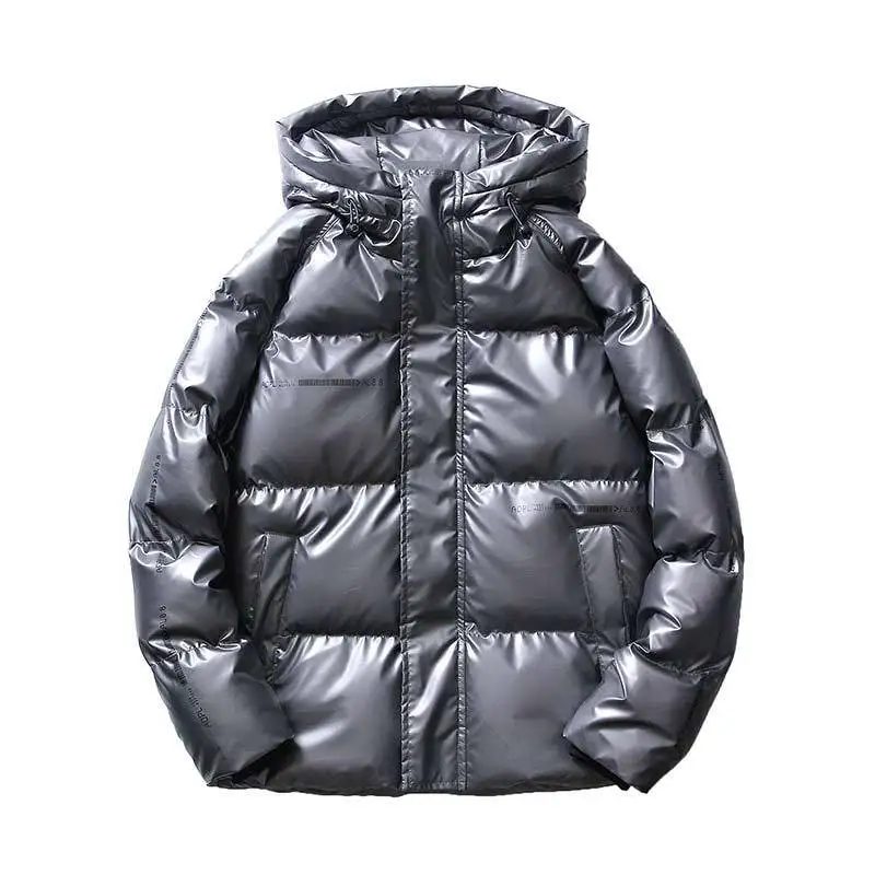 Korean Version Fashion Short Bright Hooded Cotton Coat Winter Coat Men Outdoor Sports Thickened Warm Jacket  Chaquetas Hombre