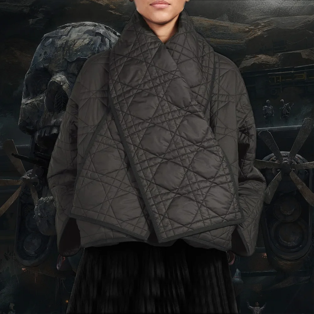 

NIGO Solid Color Single-breasted Short Coat Ladies Fashion Black Cross Scarf Cotton Jacket Ngvp #nigo6576