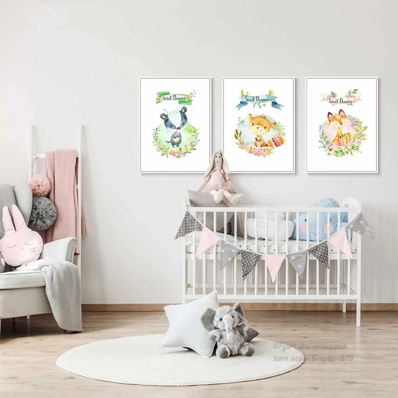 

Cute Watercolor Animal Squirrel Wild Boar Fox Canvas Painting Posters And Prints Baby Room Wall Art Pictures Home Decoration