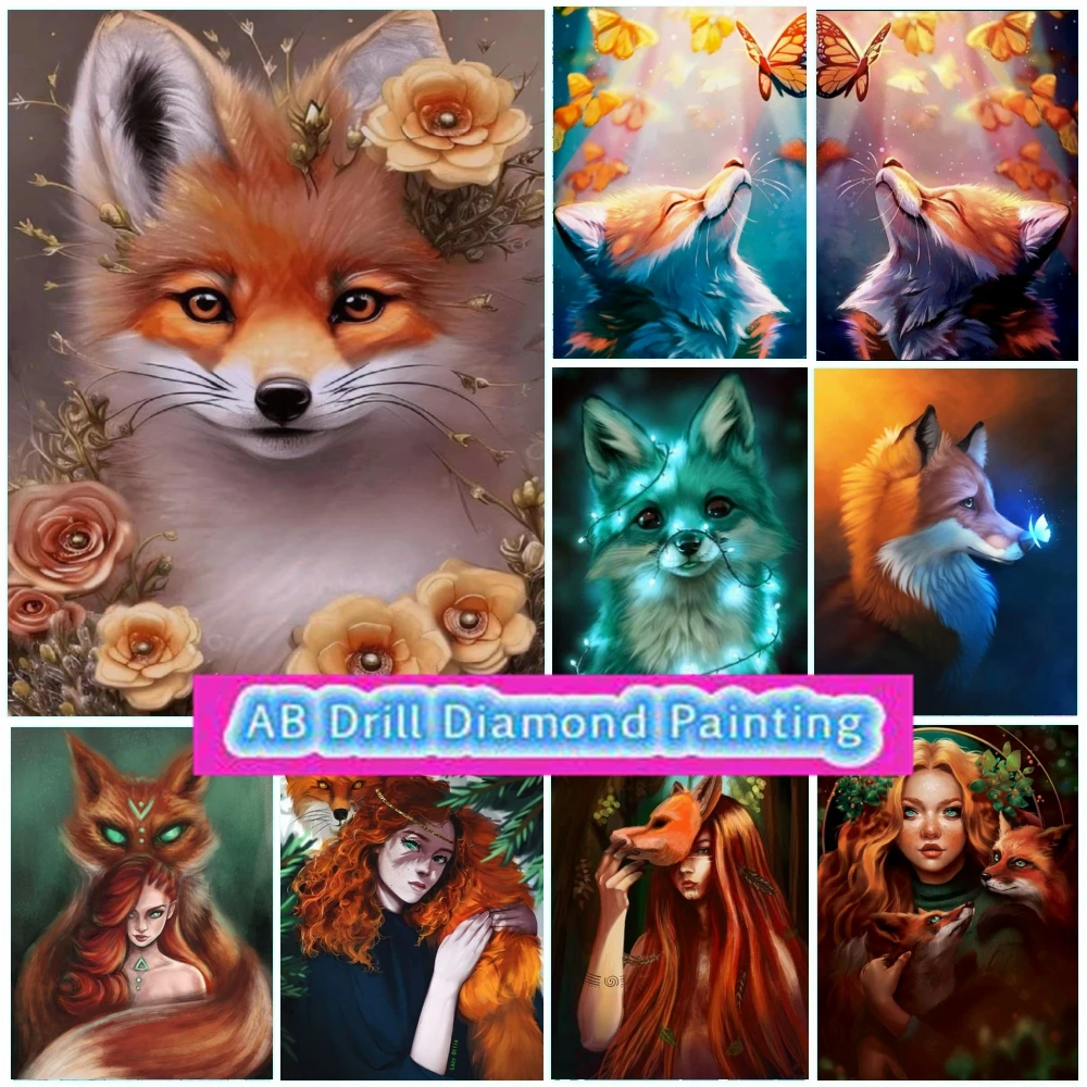 

Animal Light Fox 5d AB Drill Diamond Painting New Collection 2023 Elf Girl Art Diy Embroidery Cross Stitch Kit Home Decor Gift