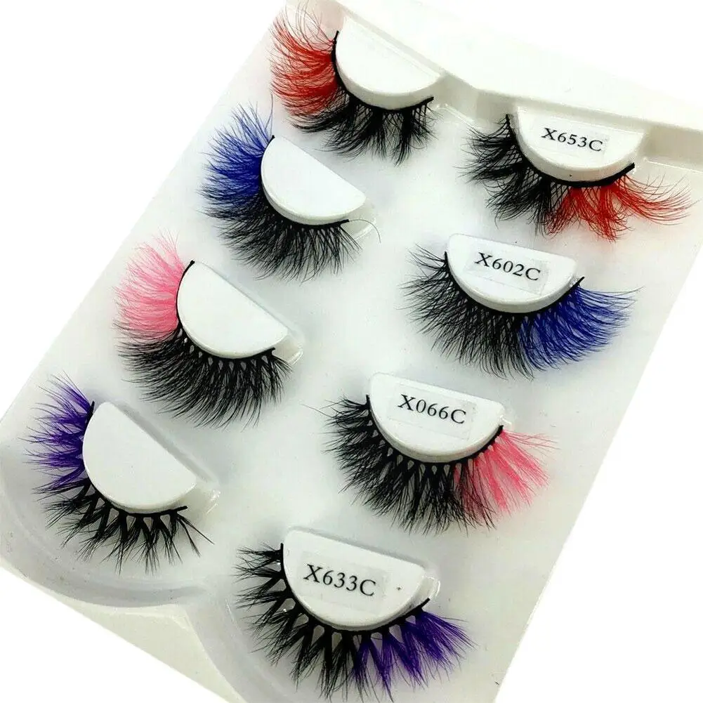 

4 пары цветных ресниц из химического волокна, цветные накладные ресницы, накладные ресницы, европейские разноцветные ресницы Ame R7W2