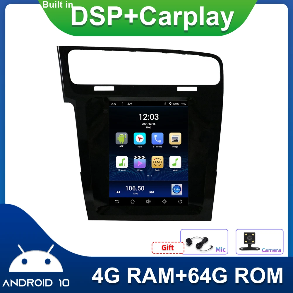 

9.7inch Vertical Screen For VW GOLF 7 2013-2016 Car Radio Multimedia Player Android 10 2 din GPS DSP+RDS+AUX+BT+AHD+SWC+4G+64GB
