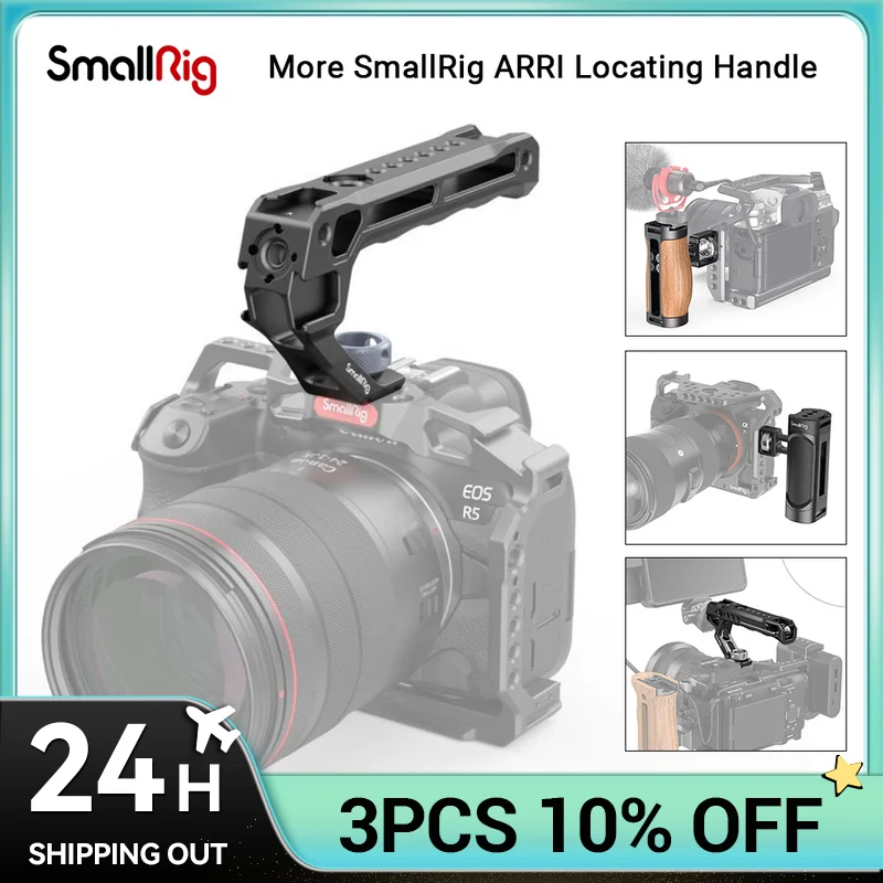 

SmallRig ARRI Locating Top Handle Wooden Mini Side Handles with Cold Shoes for Sony Canon BMPCC Camera Nikon Cage with ARRI Hole