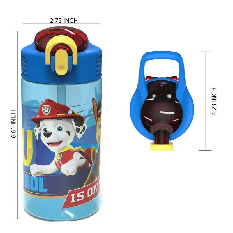 

Cool Blue, Yellow & Plastic Water Bottle with Wide Mouth Lid & Reusable Straw - Holds up to 500ml of Liquid!