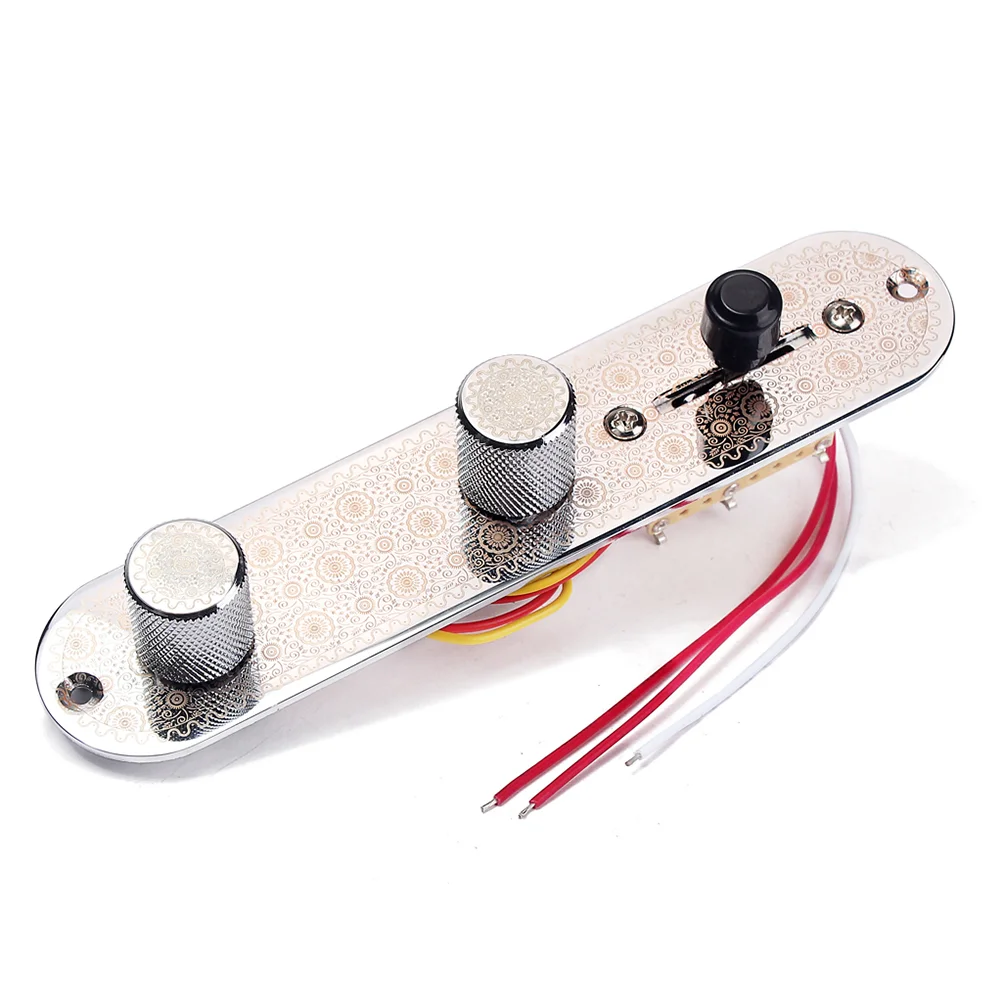 

3 Way Wired Loaded Prewired Control Plate Harness Switch Knobs for Guitar Parts GE205 (Silver)