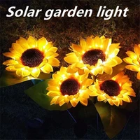 led outdoor solar sunflower garden decoration lights waterproof solar artificial flower lawn landscape lamps for pathway patio