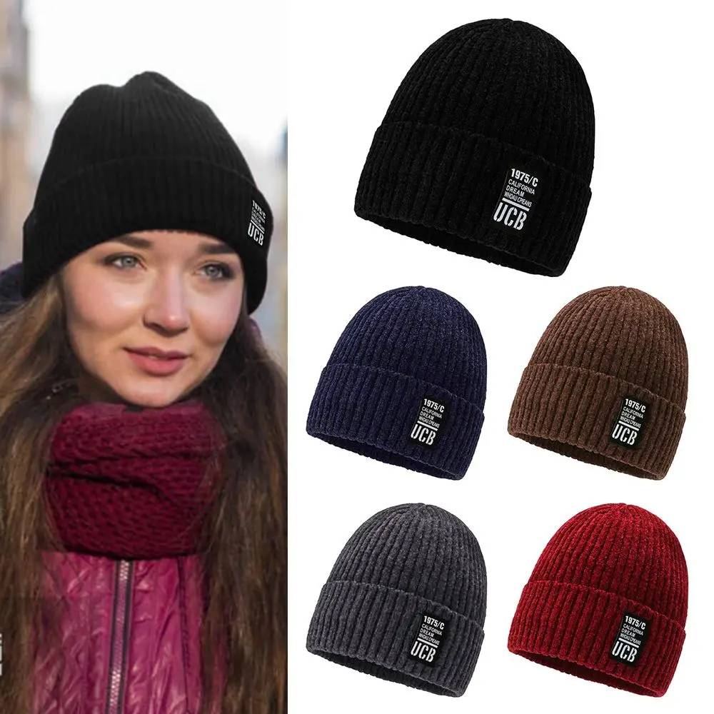 

Casual Ski Cuff Beanies Autumn Winter Plus Cashmere Hip Hop Hat Knitted Hats Skullcaps Thicken Winter Beanies