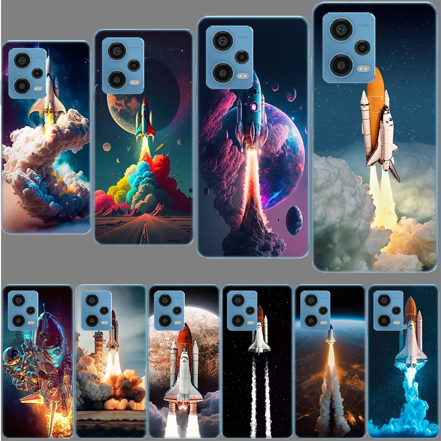 Space Shuttle Navigation Case for Redmi Note 12 Pro 11 Plus 12S 11S 11T 11E 10 5G 10S 9S 9T 9 8T 8 7 Phone TPU Clear Cover