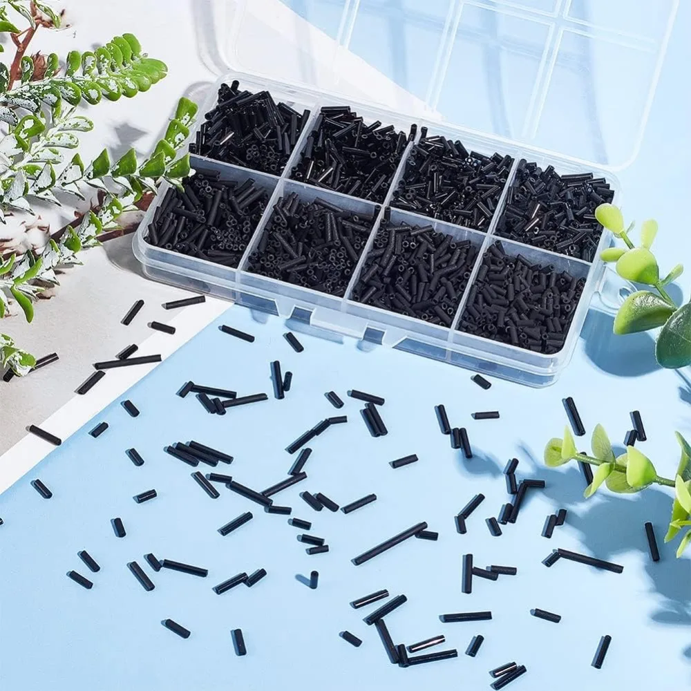 Стеклянные бусины 4 размера 1980 шт. Непрозрачные матовые черные подвески