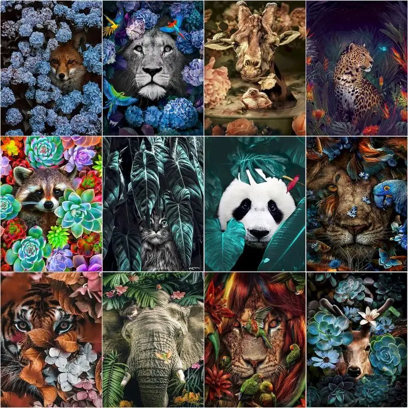 

Картина по номерам, цветы, Лев, панда, животные, рисование на холсте, ручная роспись, искусство, подарок, DIY, искусство, домашний декор