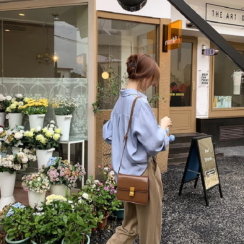 Женская рубашка с длинным рукавом Однотонная в Корейском стиле весна 2024