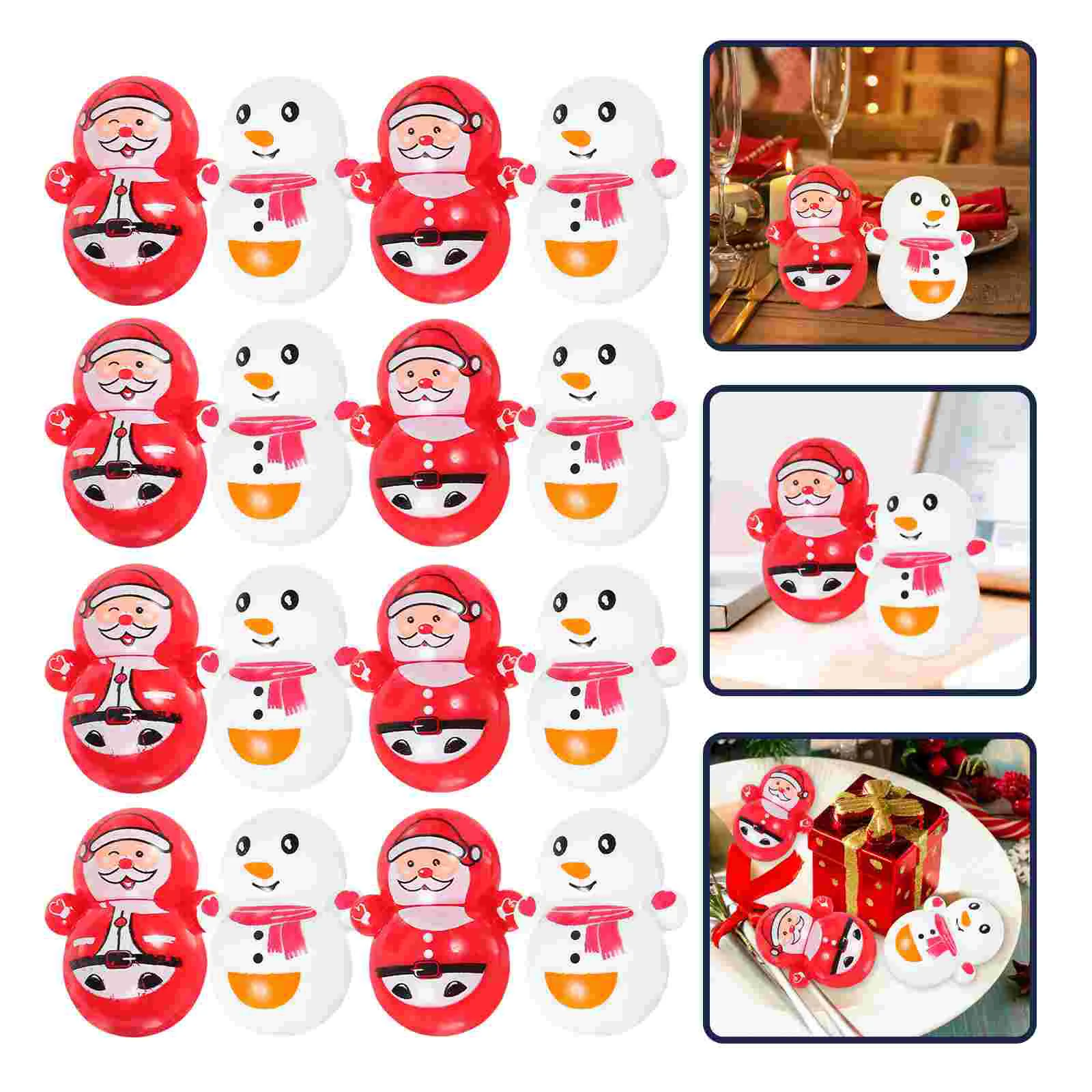 

60pcs Delicate Santa Claus Tumbler Ornaments Adorable Snowman Desktop Ornaments