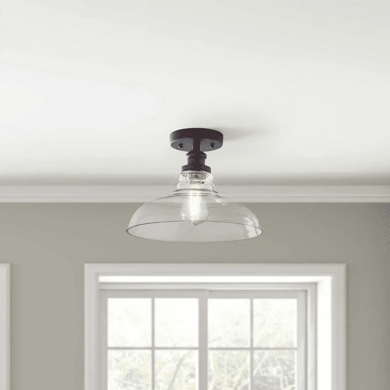 

Modern and Stylish Bronze 12" Semi-Flushmount Ceiling Light - Bright Home Illumination with 1 ST19 Eqv 75W Bulb Included, Space-