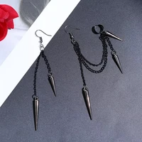 new fashion long and short rivet earrings ear clips punk gothic fashion tassel ear hook ear studs