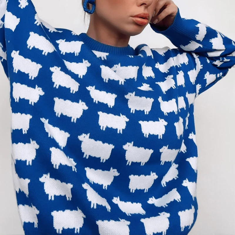 Новинка 2024 высококачественный Женский свободный стильный свитер с мультяшным