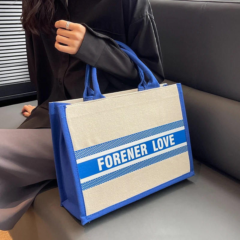 

New Female Tote Bags Canvas Large-Capacity Shopping Bag Lady Fashion Casual Shoulder Bag
