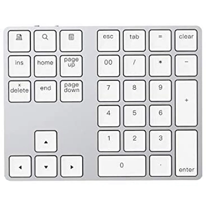 

Bluetooth Number Pad,Aluminum Rechargeable Wireless Numeric Keypad Slim 34-Keys External Numpad Keyboard Data Entry