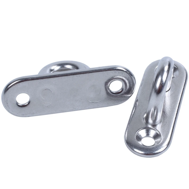 

16Pcs 5Mm 304 Stainless Steel Oblong Pad Eye Plate Staple Ring Hook
