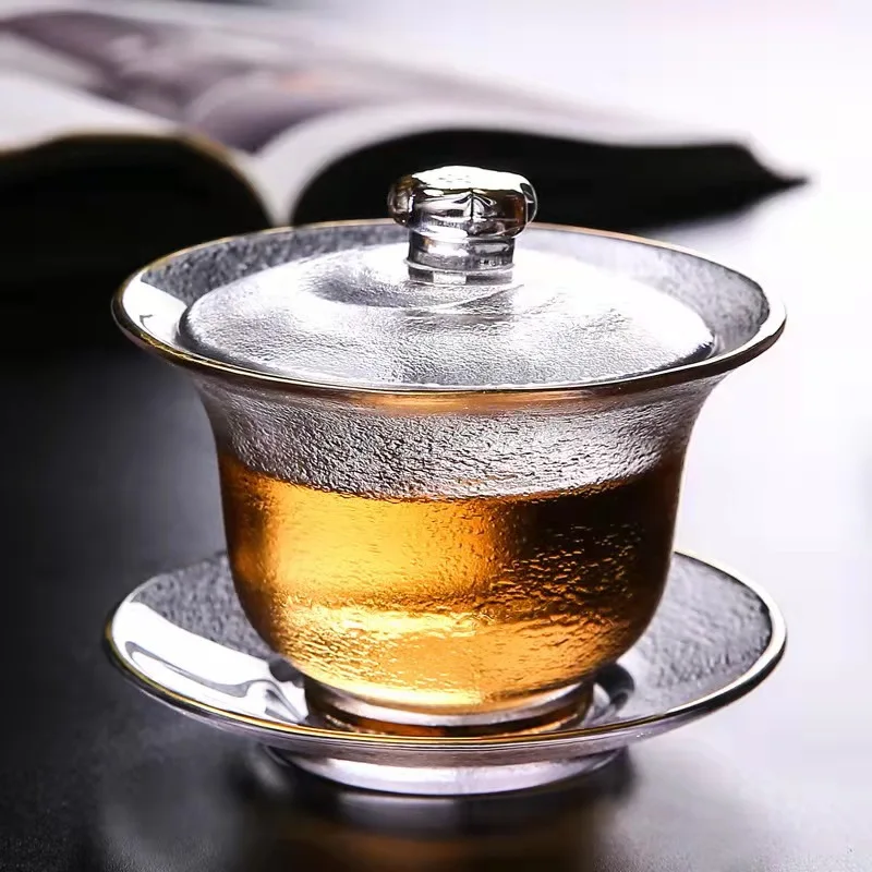 

Gaiwan Tureen Teapot Teaware Ceremony Thickened Glass 230ml Tea Bowl Is Not Hot Kung Fu Tea Set Cup Handmade Sancai Cover Bowl