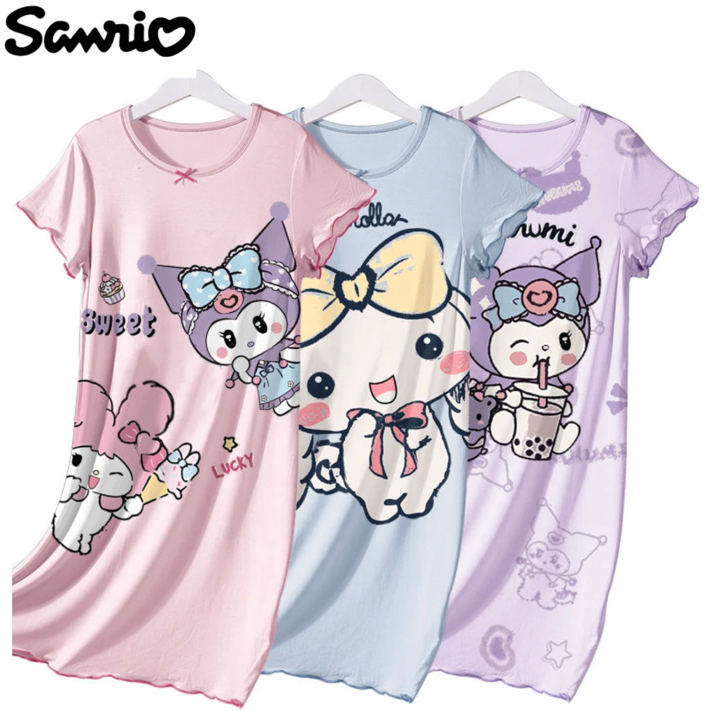 

Летняя пижама для девочек Sanrios Kuromi My Melody Cinnamoroll с коротким рукавом, милая Модальная Пижама Zhongda Tong с детскими подарками
