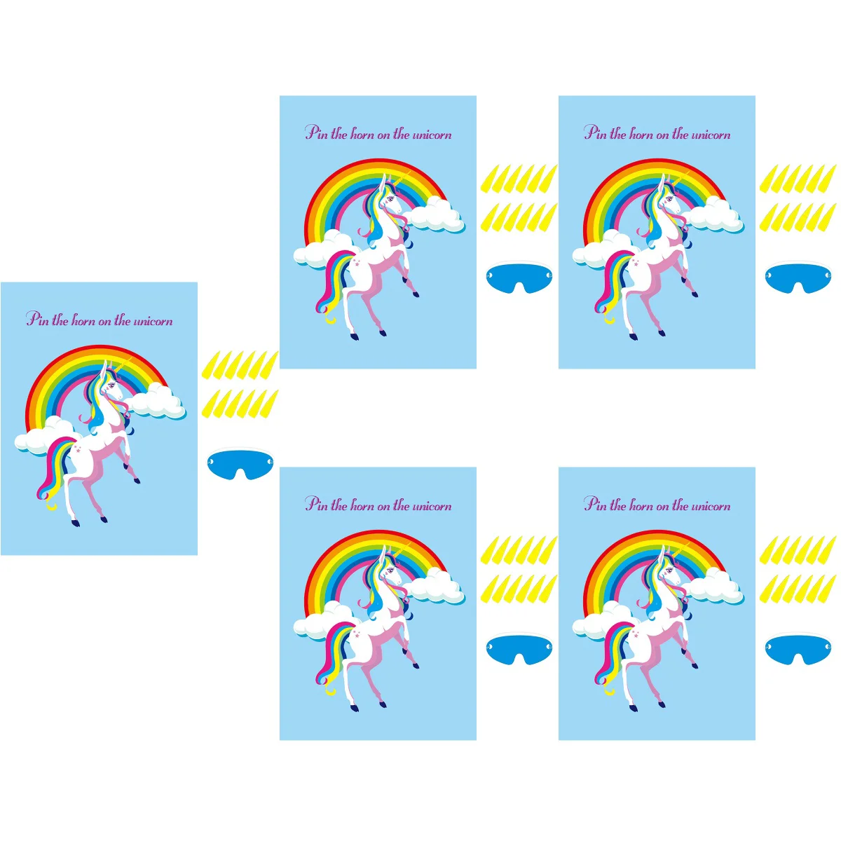 

5 Sets Party Game Pin The Horn on The Kids Birthday Party Supplies