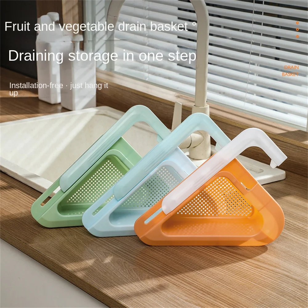 

Thickened Pp Sink Drain Baskets Multi-functional Perforation-free Drainage Basket Anti-slip Fruit And Vegetable Washing Tool