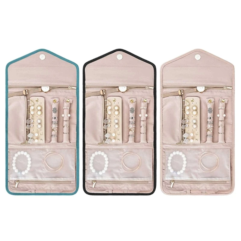 

Roll Travel Folding Portable Jewelry Bag Earrings Bracelets Jewelry Storage Bag