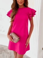 fashion womens clothing 2022 summer new round neck solid color sexy backless skirt ruffled high quality elegant and chic dress
