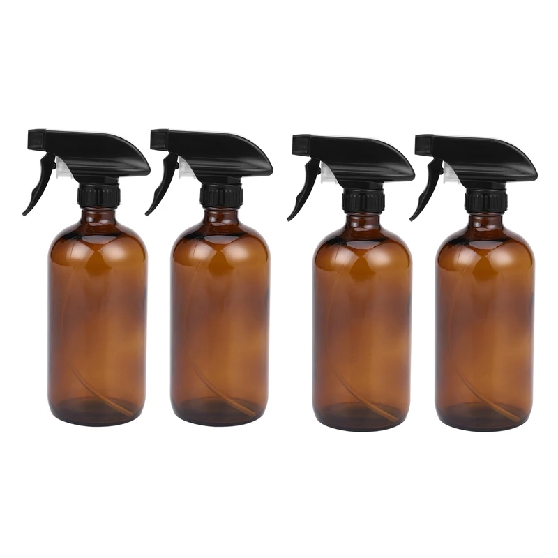 

Empty Amber Glass Spray Bottles With Labels (4 Pack) - Refillable Container For Essential Oils, Cleaning Products