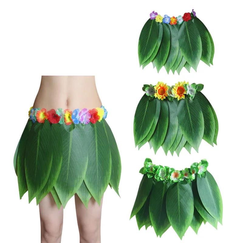 

3pcs Artificial Plant Tropical Palm Leaf Flower Skirt Hula Boho Dance Skirts Kid Adult Hawaii Beach Birthday Wedding Spring gift