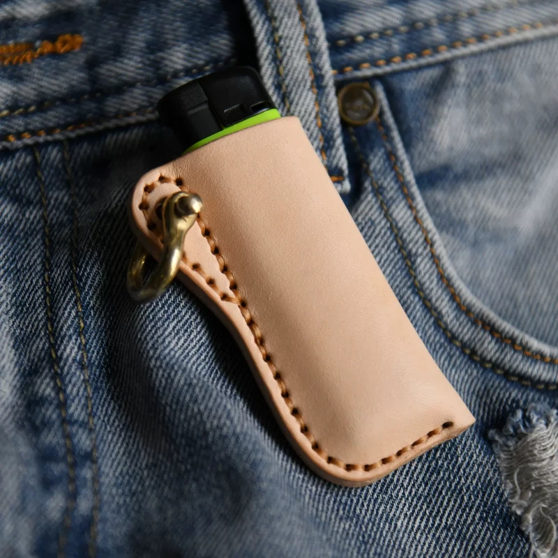 Ручная работа кожаная зажигалка Премиум полностью зернистая шкура ручная с