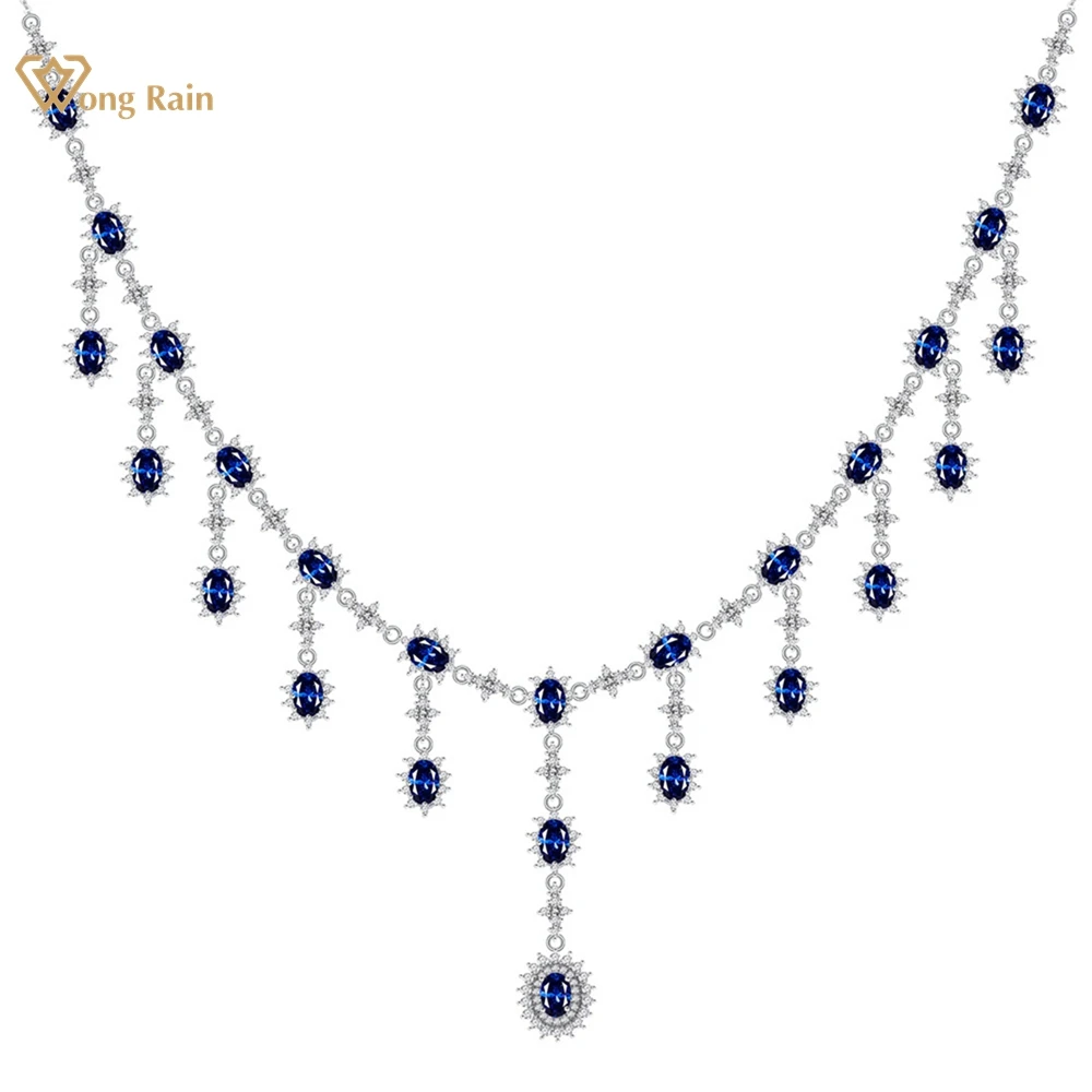 

Wong Rain Vintage 100% 925 Sterling Silver Oval Emerald Sapphire Ruby Gemstone Fine Tassel Pendant Necklace Jewelry Wholesale