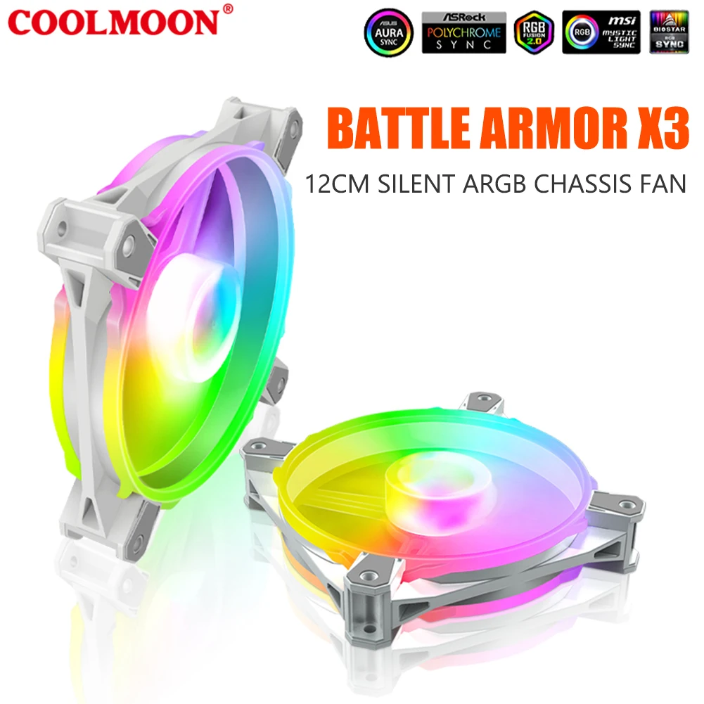 

CoolMoon Cooling Fan16 RGB LED Hydraulic Bearings PC Case Cooling Fan with 4 Pin Controller Quiet Silent Chassis Cooler Radiator