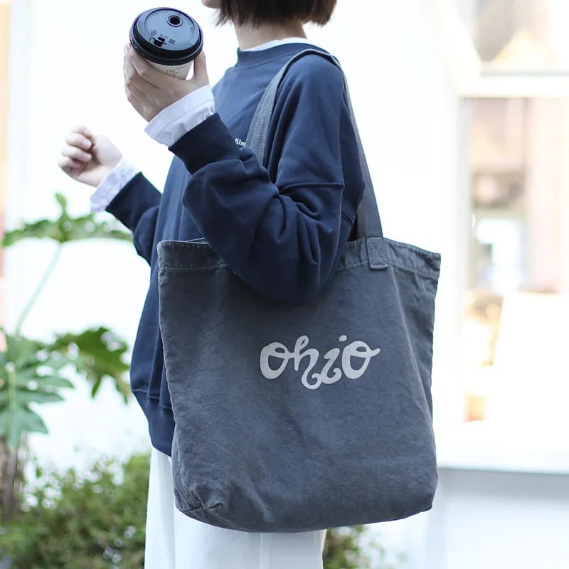 Fashion Trend Letter Print Women canvas shoulder bag casual large-capacity Ladies Shopping Student handbag