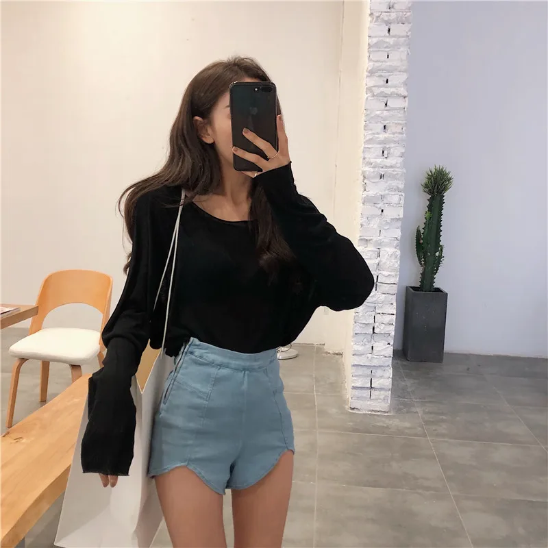 Short Jeans 2021 Spring and Summer Retro Chic Vintage Korean Fashion High Waist Zipper Irregular Sexy Stretch Denim Women Shorts