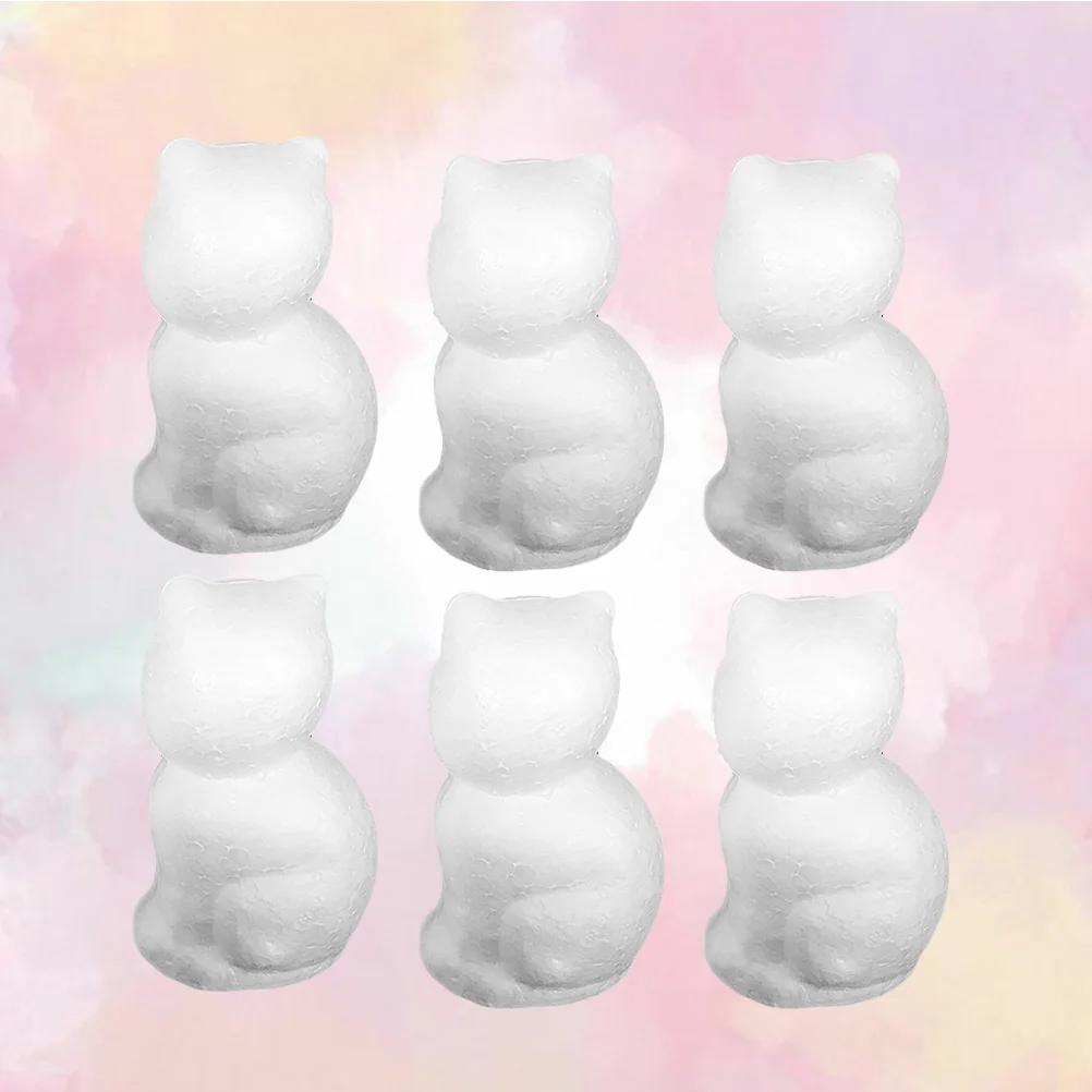 

6pcs 120mm Polystyrene Modelling Cat Shapes Molds Kids Educational Cat Flower Arrangements Decoration