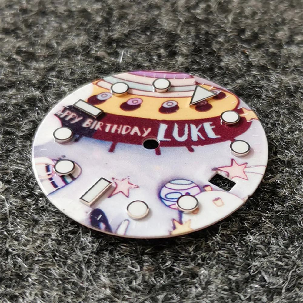 28 5 мм мультяшный космический корабль циферблат зеленый светящийся для NH35/NH36/4R/7S