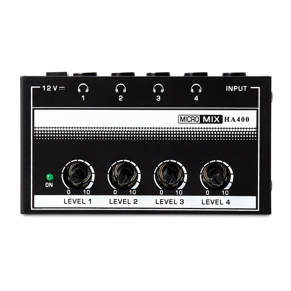 

4 Channels Mini Headphone Amplifier HA400 Ultra-Compact Stereo Audio Amplifier With Power Adapter 10MHz Earphone Amp for Music