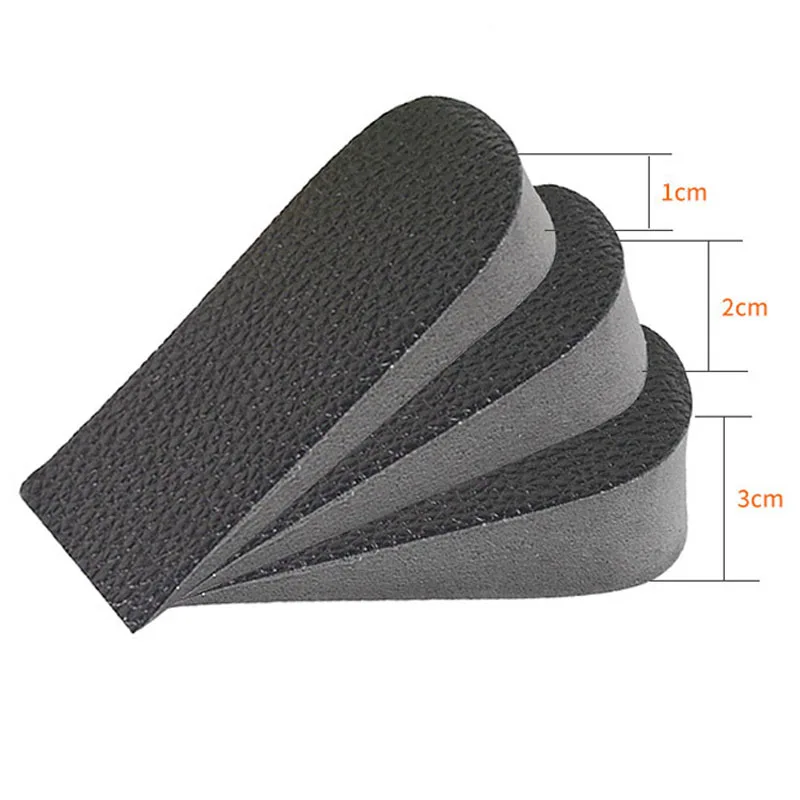 

1 Pair Hard PU Leather Height Increase Insole Sneakers Heel Insert Heighten Half Insoles 1-3cm Shoe Pads Insoles for Unisex