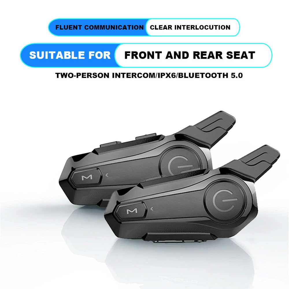 

2Pcs/Lot E1 Bluetooth Intercom Motorcycle helmet bluetooth headset for 2 Rider intercomunicador Moto Interphone Headset Wireless
