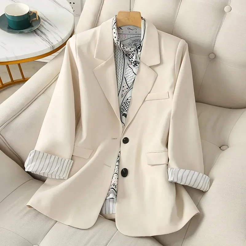 

2022 New Autumn Women Blazer Fashion Notched Collar Long Sleeve Suit Coat Office Ladies Blazers Outerwear Casual Jacket 4XL