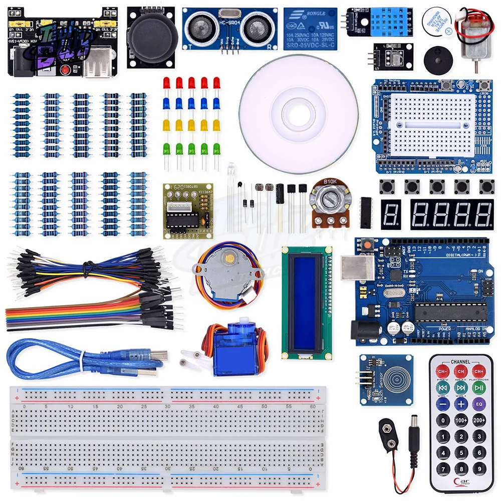 

Super Starter Kit with Lessons CD, Relay, R3 board , Jumper Wire, SG90 Servo, Joystick Module for Starters Kit Accessories